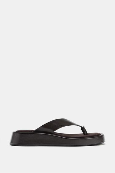 FLAT STRAP SANDALS - Brown by Zara