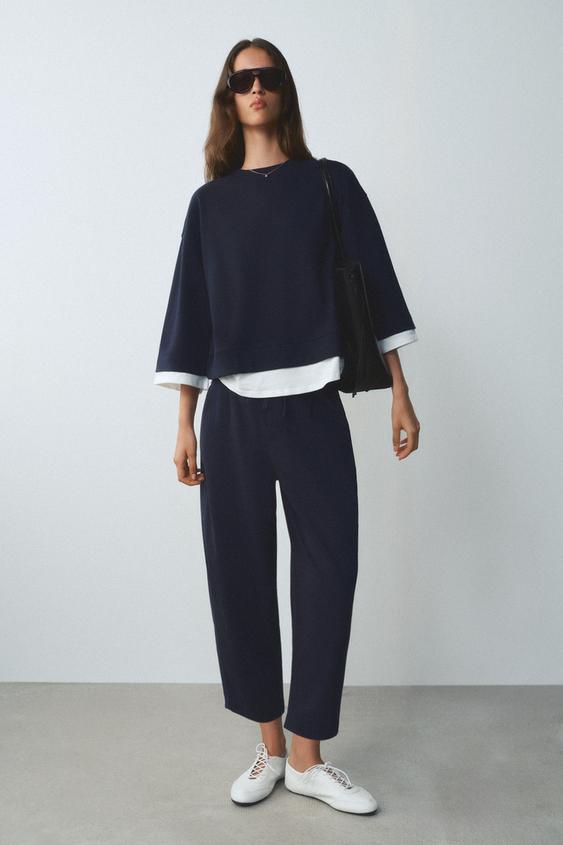 CONTRAST LONG SLEEVE SWEATSHIRT - Navy blue by Zara - Image 0