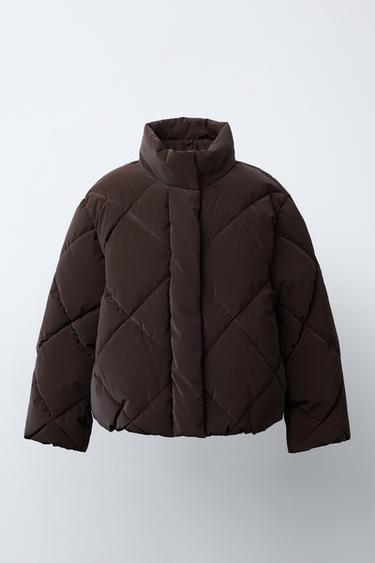 RUBBERISED PUFFER JACKET - Brown by Zara - Image 0