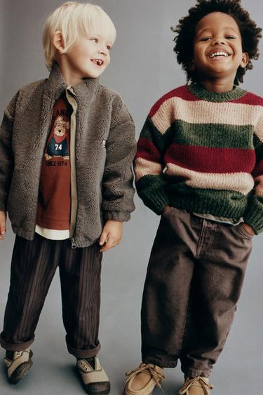 STRIPED WOOL BLEND KNIT JUMPER - Ecru / Maroon by Zara