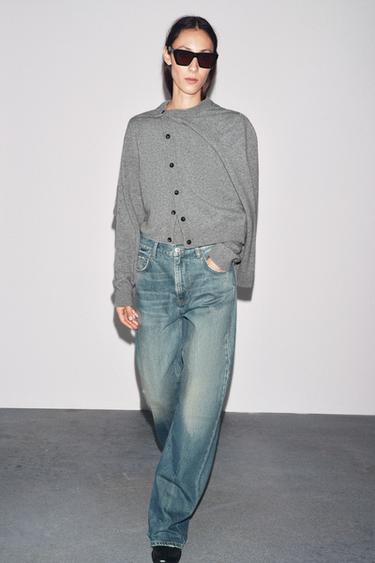 CASHMERE AND WOOL BASIC CARDIGAN - Grey by Zara - Image 0