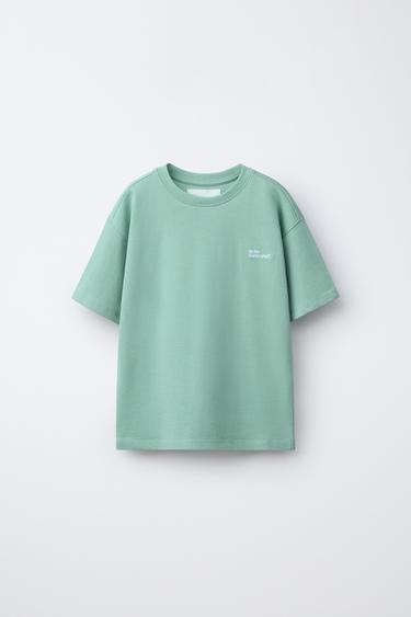 HEAVY WEIGHT SLOGAN T-SHIRT - Turquoise by Zara