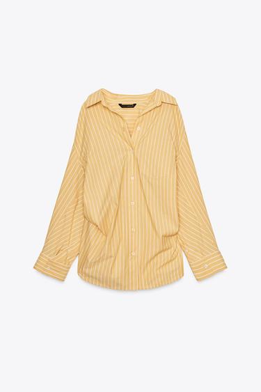 OVERSIZE STRIPED POPLIN SHIRT - Mustard by Zara