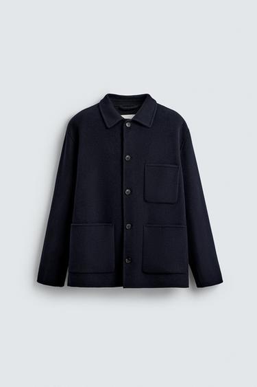 WOOL OVERSHIRT WITH POCKETS - Navy blue by Zara