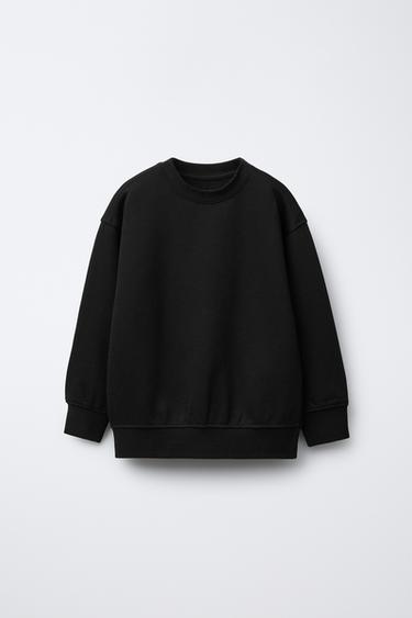 BASIC SWEATSHIRT WITH SLOGAN - Black by Zara - Image 0