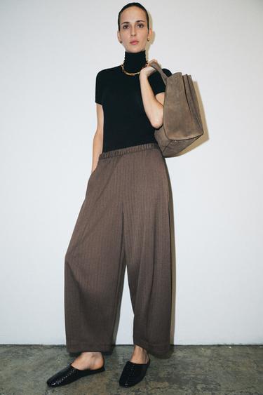 ZW COLLECTION WIDE-LEG TROUSERS - Brown by Zara