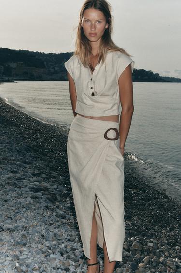 SLEEVELESS TOP WITH PLEAT - Light beige by Zara - Image 0