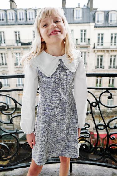 TEXTURED MARLED PINAFORE DRESS - Light blue by Zara