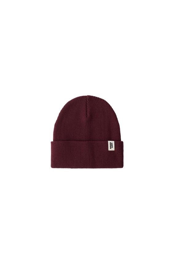 RIBBED KNIT BEANIE WITH LABEL - GARNET by Zara - Image 0