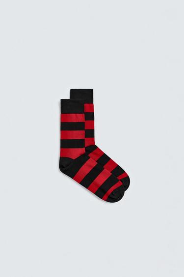 CONTRAST STRIPED SOCKS - Red by Zara