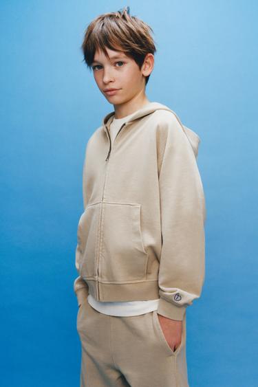 PLAIN ZIP-UP HOODIE - Sand by Zara