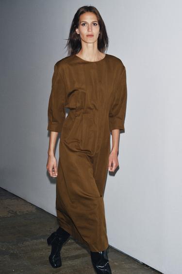 ZW COLLECTION PLEATED MIDI DRESS - Ochre by Zara