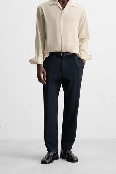 TWILL CHINO TROUSERS - Navy blue by Zara