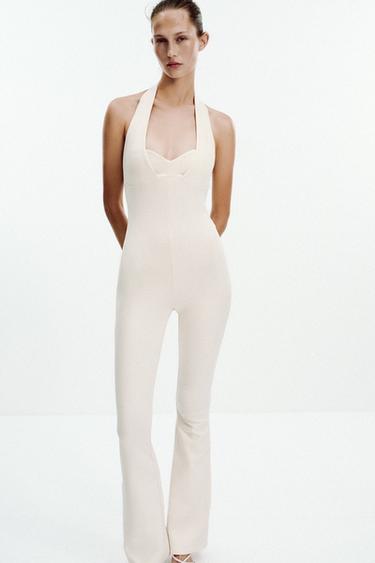INTERLOCK FLARE JUMPSUIT - Ecru by Zara