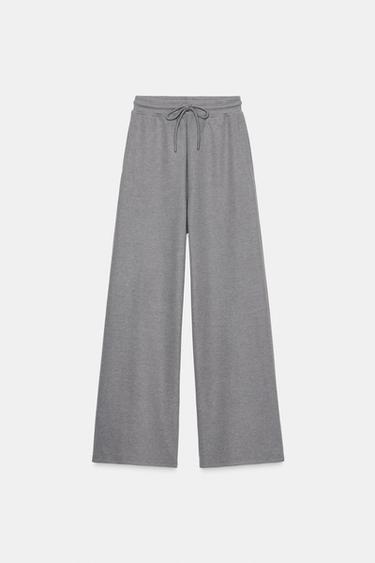 SOFT RIB STRAIGHT-LEG TROUSERS - Mid-grey by Zara