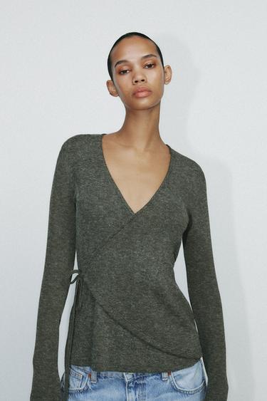 SOFT WRAP JACKET - Dark green by Zara