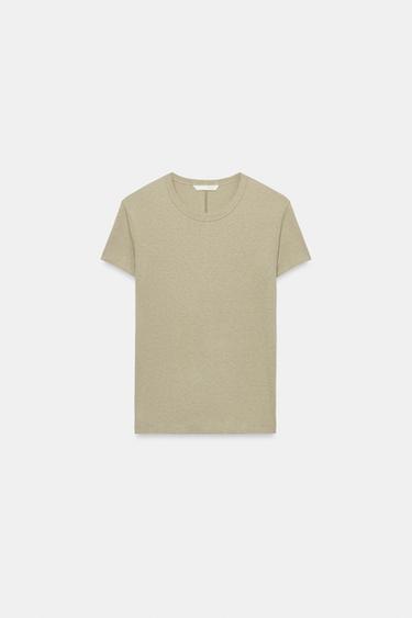 COTTON SHORT SLEEVE T-SHIRT - Mink by Zara