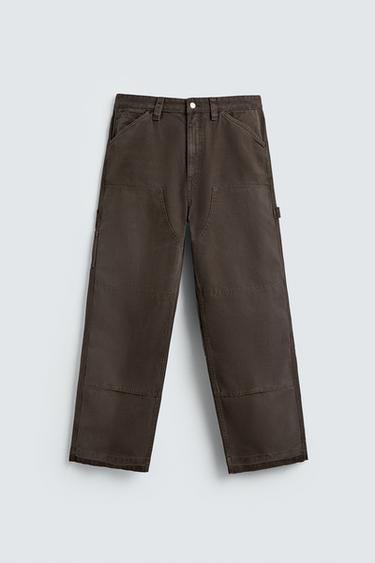 RELAXED FIT CARPENTER TROUSERS - Brown by Zara