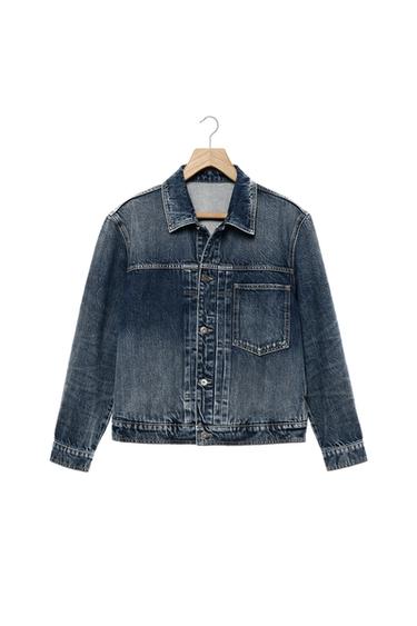 PLEATED DENIM JACKET - Mid-blue by Zara