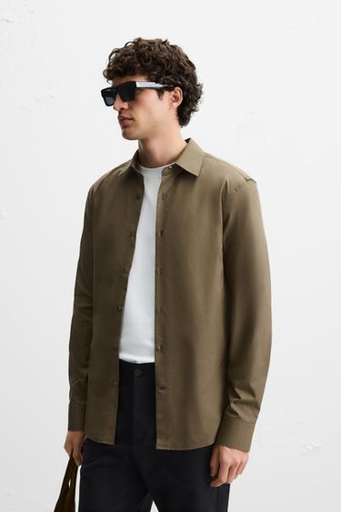 SLIM FIT SHIRT - Khaki by Zara - Image 0