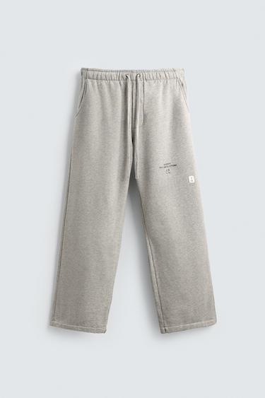 WIDE-LEG JOGGING TROUSERS X SR_A - Grey marl by Zara
