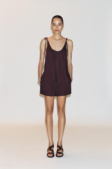 POPLIN MINI SHORTS - Burgundy by Zara