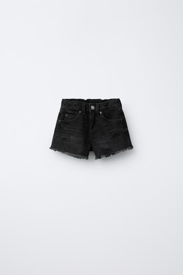 RIPPED DENIM BERMUDA SHORTS - Black by Zara