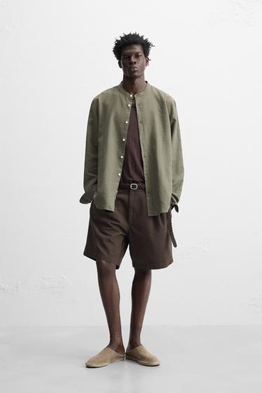 COTTON - LINEN SHIRT - Khaki by Zara