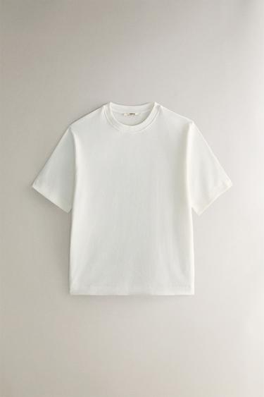 SHORT SLEEVE COTTON T-SHIRT - Ecru by Zara - Image 0