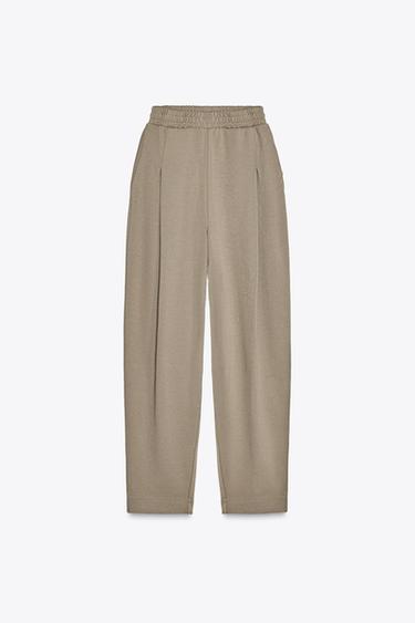WASHED PLEATED TROUSERS - Mink by Zara