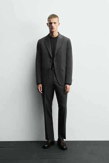 HERRINGBONE SUIT TROUSERS - Anthracite Grey by Zara - Image 0