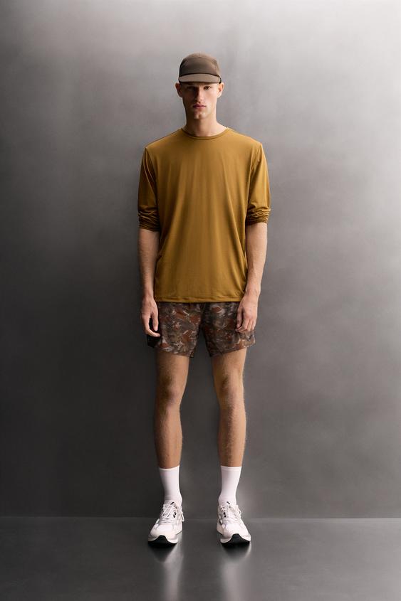 GRAPHIC TECHNICAL LONG SLEEVE T-SHIRT - Brown by Zara - Image 0