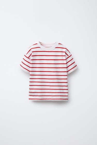 STRIPED T-SHIRT - Red by Zara