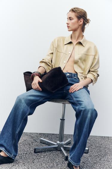 OPENWORK FAUX SUEDE JACKET - camel by Zara - Image 0
