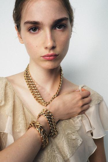 PACK OF 2 CHUNKY METAL BRACELETS - Golden by Zara