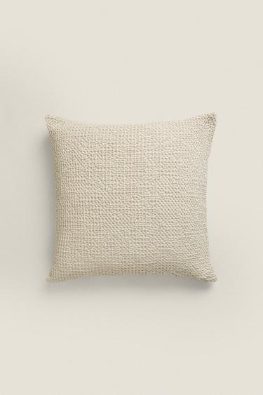 WAFFLE-KNIT CUSHION COVER - Light grey by Zara