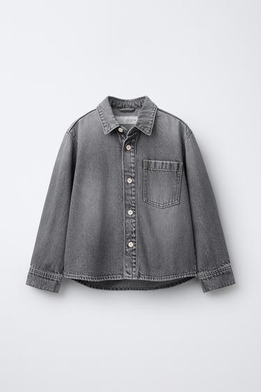 WORN-EFFECT DENIM SHIRT - Grey by Zara