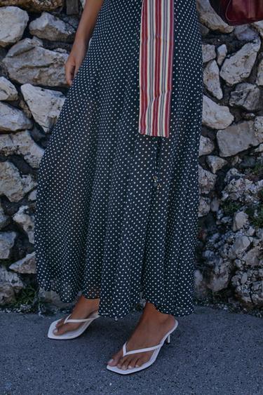 POLKA DOT MIDI SKIRT - Navy / White by Zara