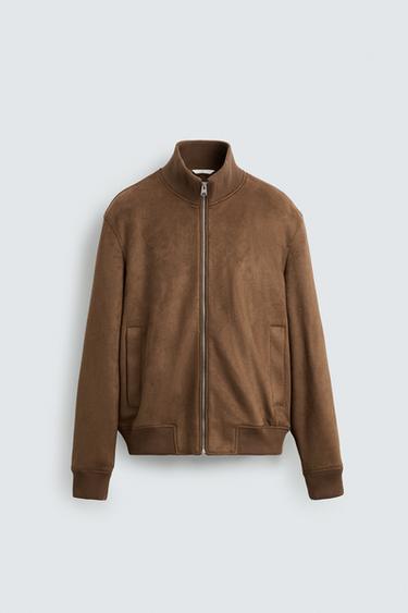 FAUX SUEDE REGULAR FIT JACKET - Brandy by Zara
