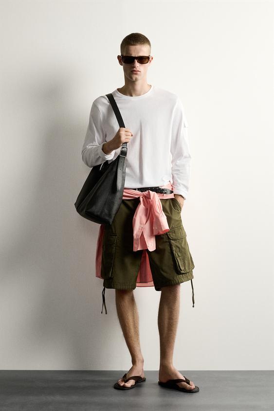 LONG SLEEVE T-SHIRT WITH POCKET - White by Zara - Image 0