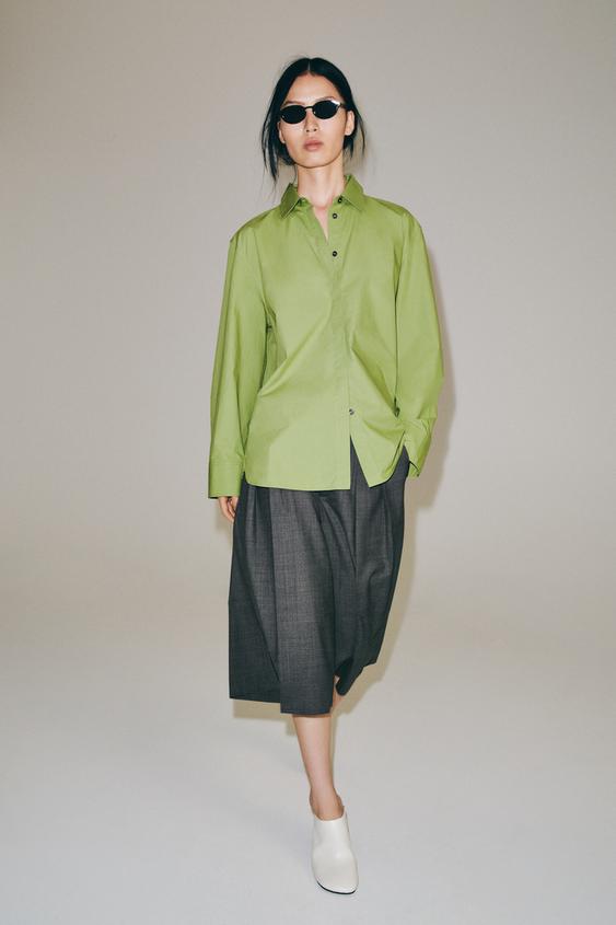 ZW COLLECTION POPLIN SHIRT - Green by Zara - Image 0