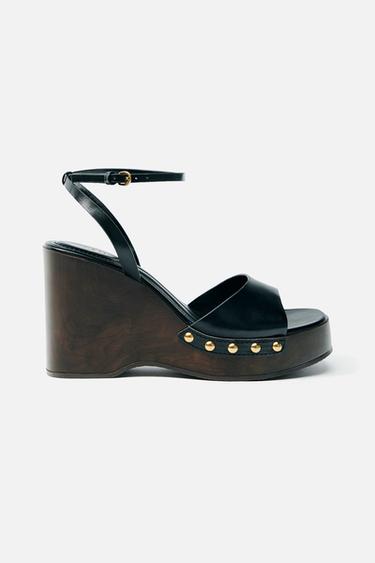 STUDDED PLATFORM WEDGES - Black by Zara