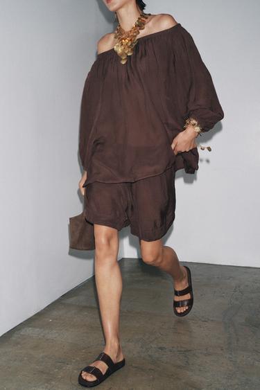 ZW COLLECTION LOOSE-FITTING SHORTS - Brown by Zara