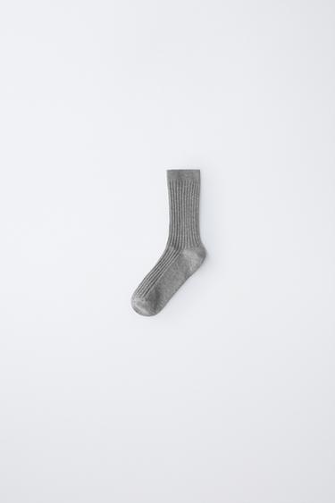 LONG RIBBED SOCKS - Grey by Zara
