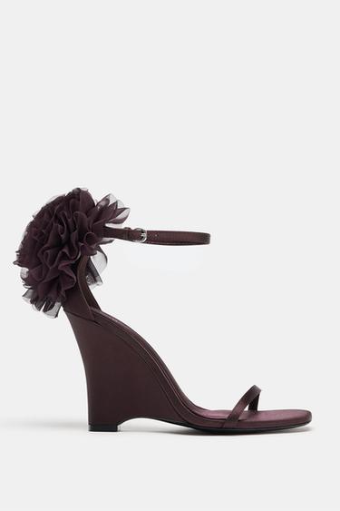MAXI FLOWER WEDGE SANDALS - Purple by Zara