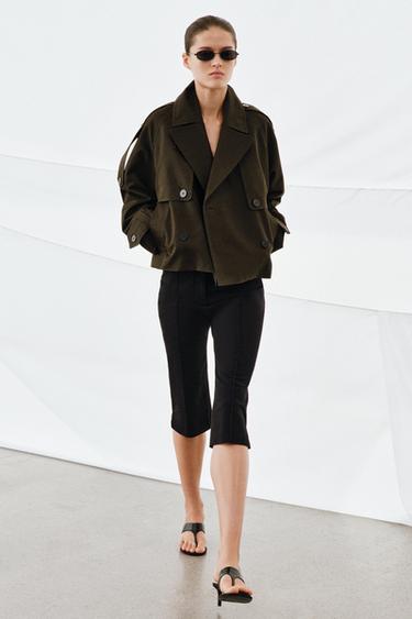 WATER-REPELLENT SHORT TRENCH COAT ZW COLLECTION - Dark khaki by Zara