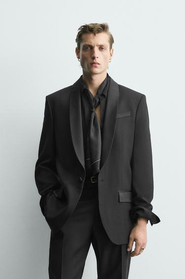 WOOL TUXEDO BLAZER - Black by Zara
