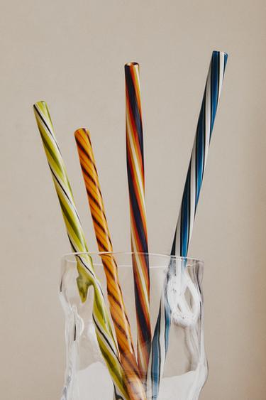 PACK OF SPIRAL GLASS STRAWS (PACK OF 4) - Brown by Zara