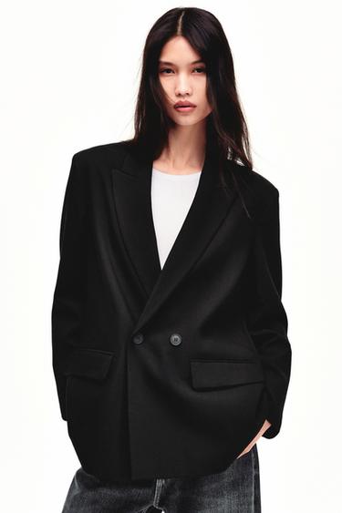 OVERSIZE DOUBLE-BREASTED BLAZER - Black by Zara
