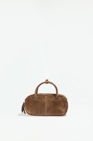 SPLIT SUEDE MINI BAG WITH DOUBLE HANDLE - Brown by Zara